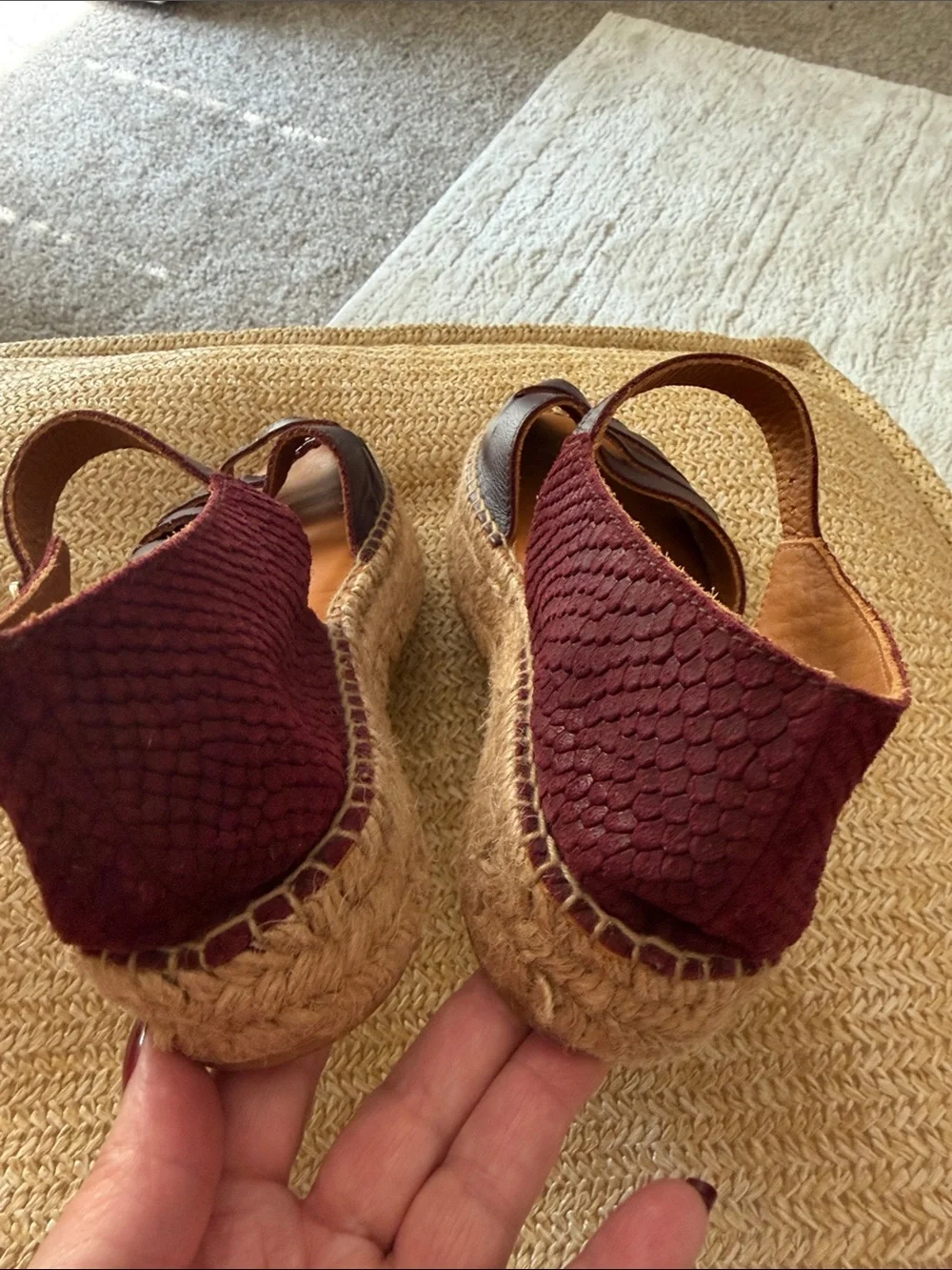 Naguisa Silencio Espadrille Sandals Burgundy 38